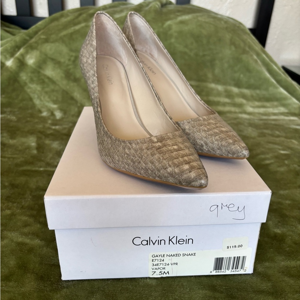 Calvin Klein Gray Heels with Textured Design